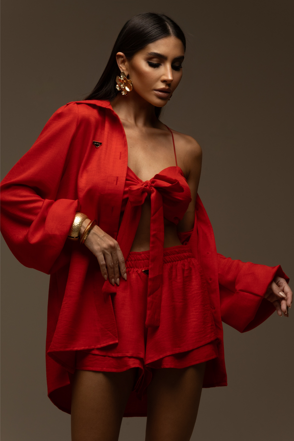 Camisa Feminina Salmão Manga Longa Elegante — Sunny Set — Náurea Collection