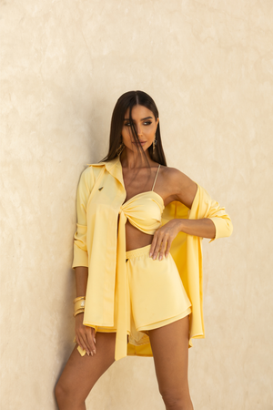 Camisa Feminina Amarela Manga Longa Elegante — Sunny Set — Náurea Collection