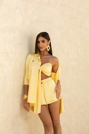 Camisa Feminina Amarela Manga Longa Elegante — Sunny Set — Náurea Collection