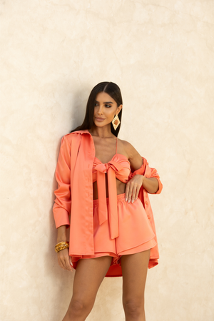 Camisa Feminina Rosa Salmão Manga Longa — Sunny Set — Náurea Collection
