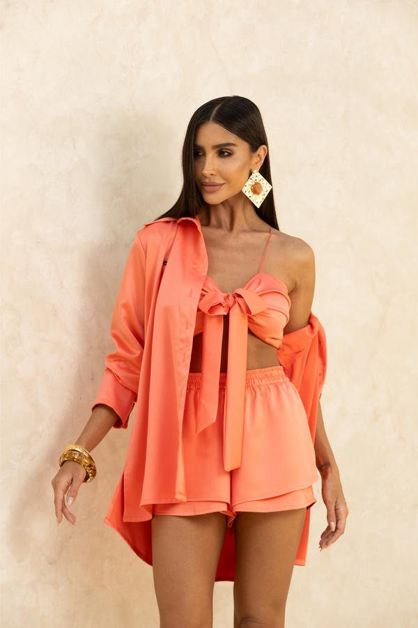 Camisa Feminina Rosa Salmão Manga Longa — Sunny Set — Náurea Collection