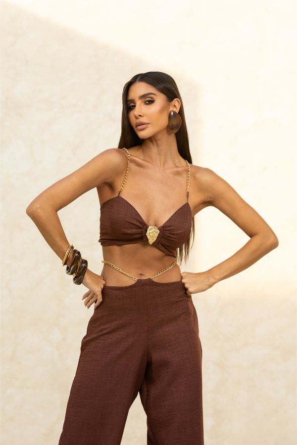 Conjunto Marrom Feminino Blusa e Short — Earth Set — Náurea Collection