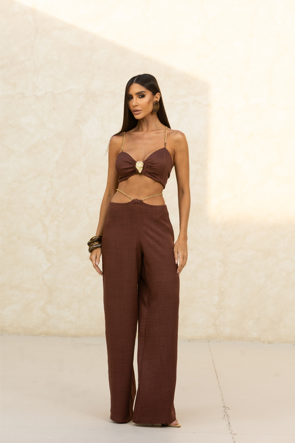 Conjunto Marrom Feminino Blusa e Short — Earth Set — Náurea Collection