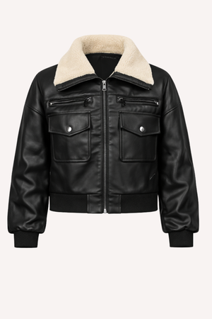 Jaqueta de Couro Feminina com Gola de Pelo — Urban Cosy — Náurea Collection