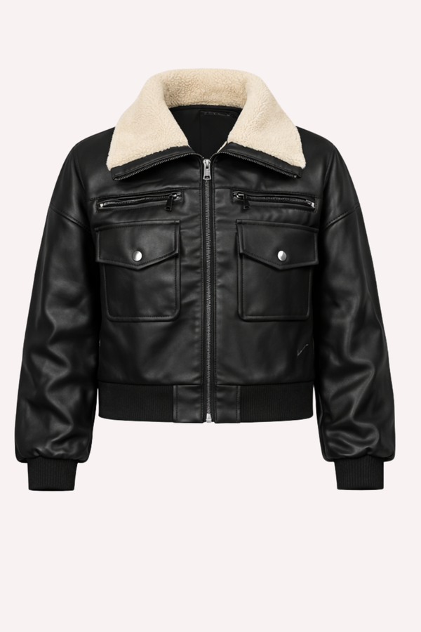 Jaqueta de Couro Feminina com Gola de Pelo — Urban Cosy — Náurea Collection
