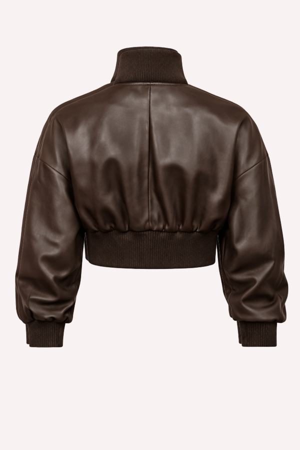 Jaqueta de Couro Feminina Curta Estilo Bomber — Urban Street — Náurea Collection