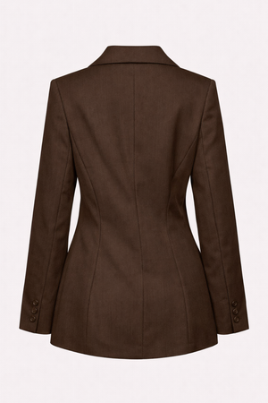 Blazer de alfaiataria feminino marrom chocolate estruturado — Timeless Elegance Náurea
