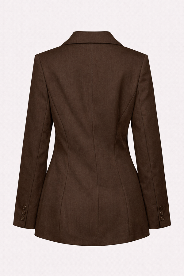 Blazer de alfaiataria feminino marrom chocolate estruturado — Timeless Elegance Náurea
