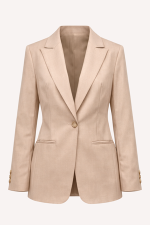 Blazer de alfaiataria feminino bege nude estruturado — Timeless Elegance Náurea