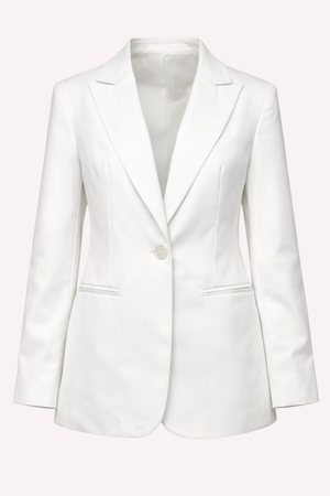 Blazer de alfaiataria feminino branco estruturado — Timeless Elegance Náurea