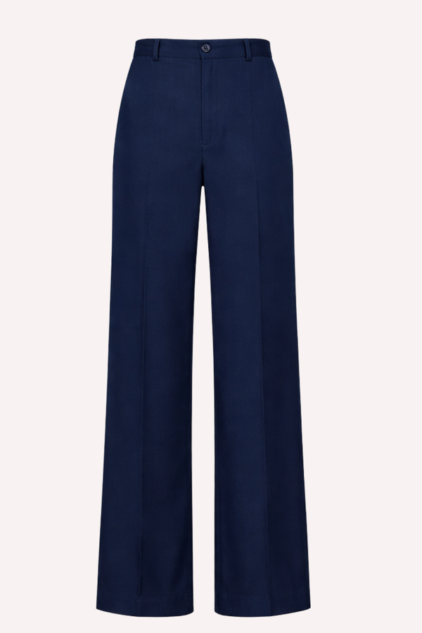 Conjunto de alfaiataria feminino colete e calça reta azul-marinho — Modern Elegance Náurea