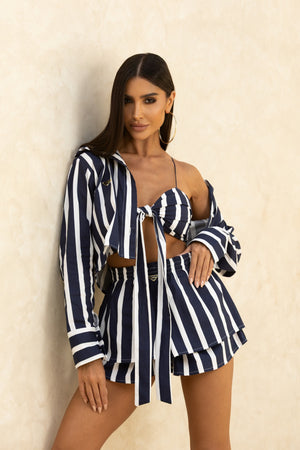 Cropped Feminino Listrado com Alça — Stripe Top — Náurea Collection