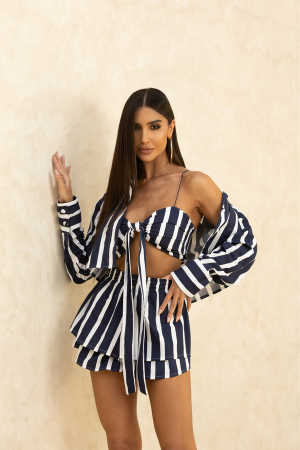 Cropped Feminino Listrado com Alça — Stripe Top — Náurea Collection
