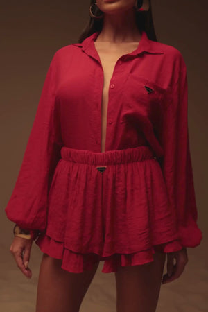Camisa Feminina Salmão Manga Longa Elegante — Sunny Set — Náurea Collection